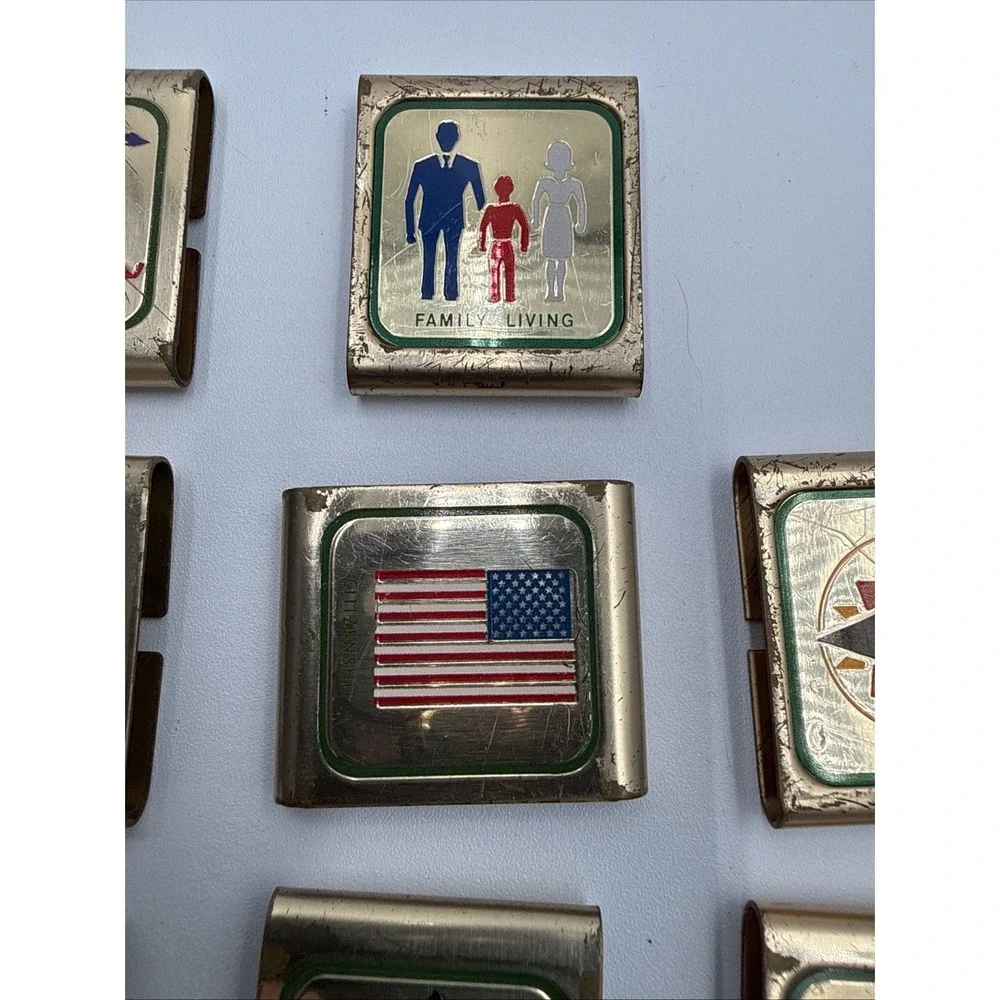 Boy Scouts BSA Cub Scout Belt Merit Badges Adventure Loop Slides Lot 8 Vintage‎
